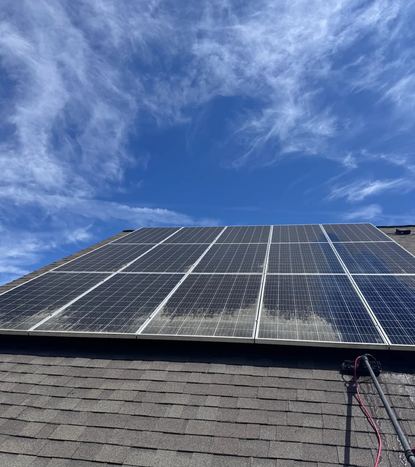 Rooftop solar array in Tallahassee — before cleaning